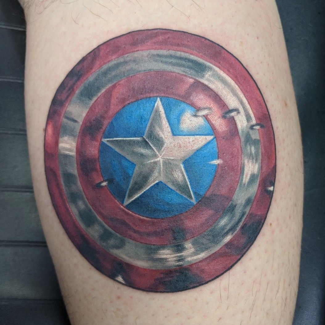 captain america shield tattoo on shoulder  EntertainmentMesh