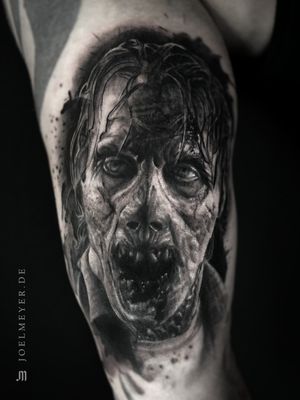 Zombie Realistic Tattoo Black and Grey