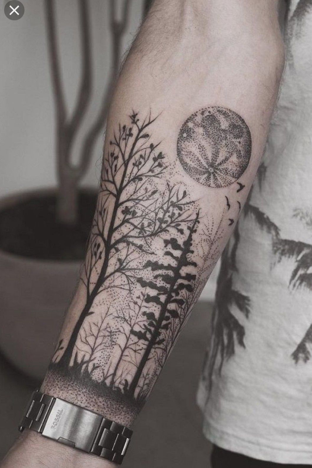 Tattoo tagged with tree small astronomy tiny pine tree ifttt little  nature upper back michelevolpi moon illustrative  inkedappcom