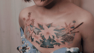 Tattoo by Momo tattooist. Wechat：Justtattoo02 Guangzhou Tattoo - #Justtattoo #GuangzhouTattoo #OriginalTattoo #TattooManuscript #TattooDesign #TattooFemaleTattooist #elk  #elktattoo #realism #realismtattoo #whitetattoo #flower #flowertattoo #bell #belltattoo #bowknot #bowknottattoo 
