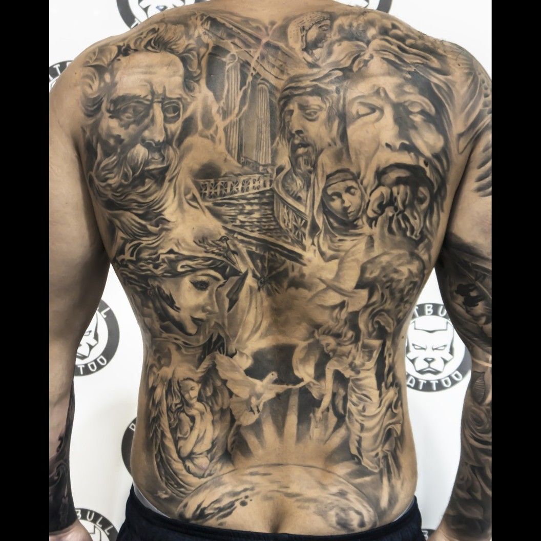 Black  Grey Back Tattoo  Vic Tamian  TrueArtists