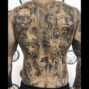 Realistic full back tattoo. Black & Grey Style. #realistic #realism #blackandgrey #blackandwhite #fullback #patong #phuket #thailand