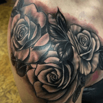 Roses on shoulder tattoo. #rosestattoo #rose #shouldertattoo #DarkArt #flower #blackrose #realistic 