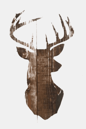 Wood effect stag head silhouette