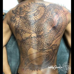 Dragon back piece outline tattoo