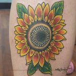 sunflower traditional neo traditional tattoo color