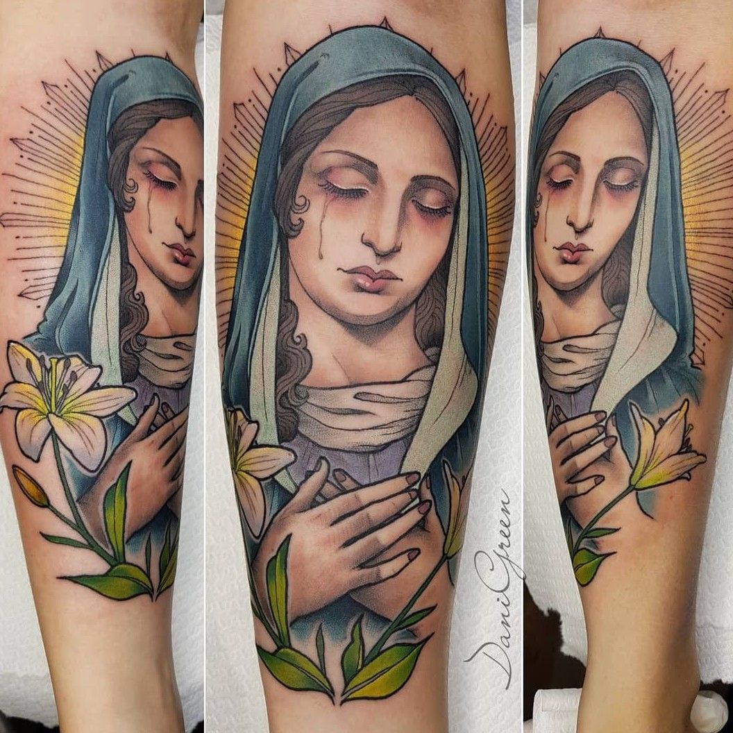 4 Large Arm Sleeve Tattoos Rose Rosary Virgin Mary Waterproof Temporary  Tattoo Sticker Saint Angel Men Full Skull Tattoo  Walmartcom