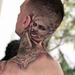 Tattoo by Teneile Napoli #TeneileNapoli #tattoodoambassador #blackandgrey #realism #realistic #ladyhead #portrait #necktattoo #sculpture