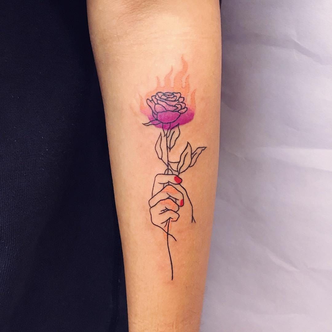 My newest tattooI Love It  Tattoos Flower tattoos Flame tattoos