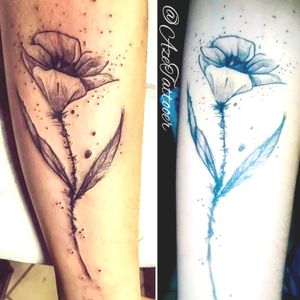 Tattoo appena finito e poi dopo circa un mese.#sketchstyle #sketchtattoo #flowersketch  