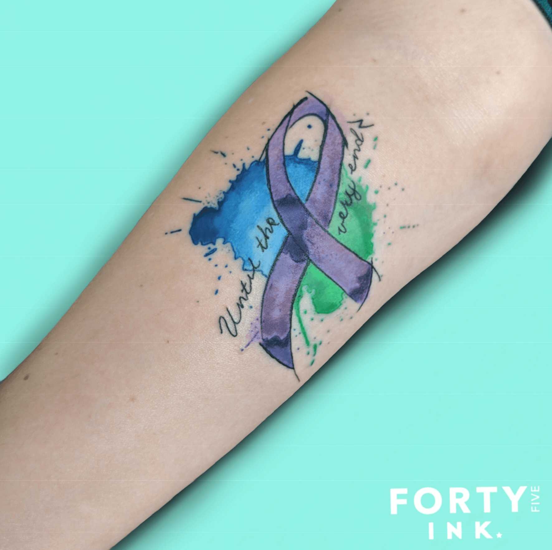 Tattoo uploaded by Colt Obst • Watercolor Cancer ribbon for family memorial  • Tattoodo
