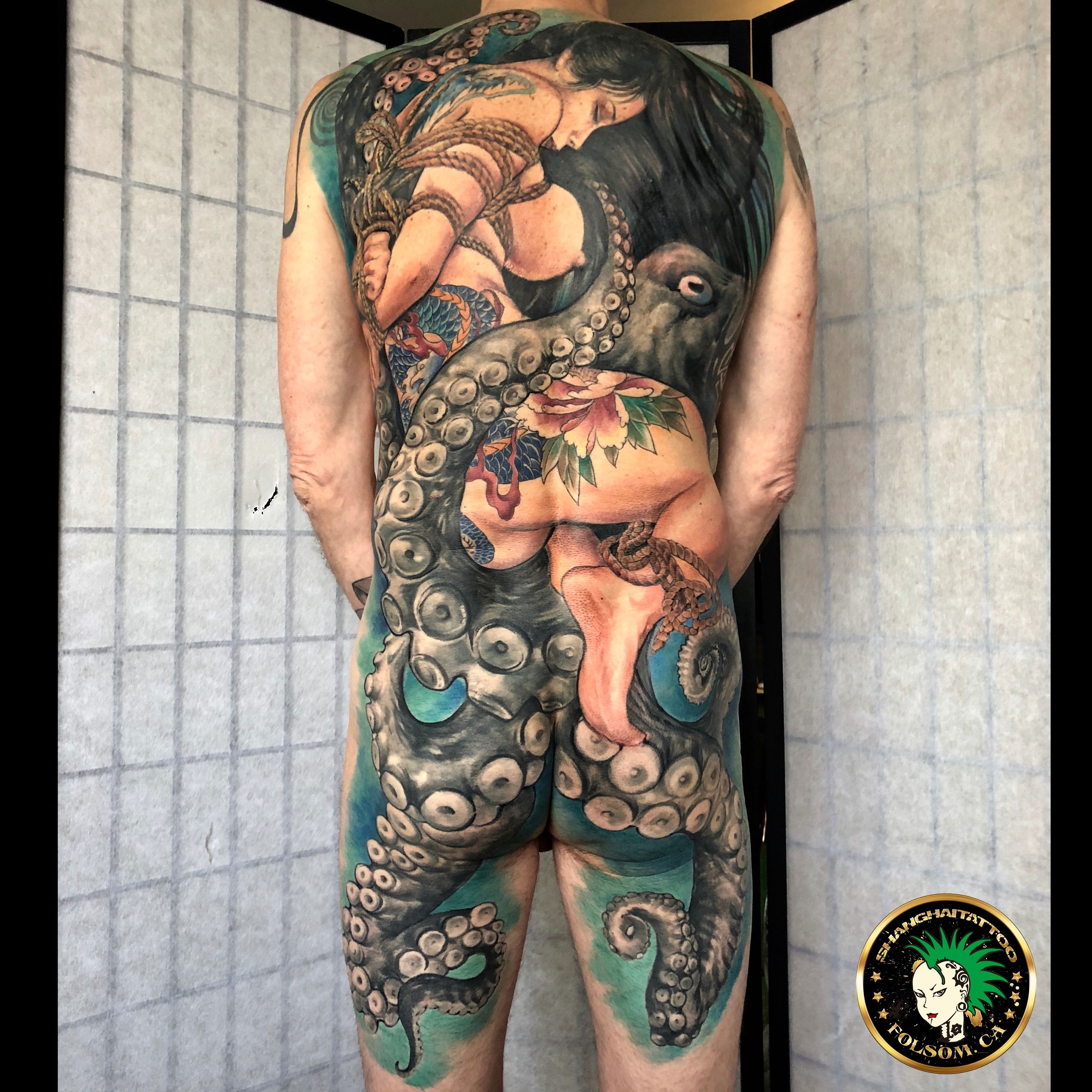 Japanese Geisha Tattoo On Full Back by Deadi