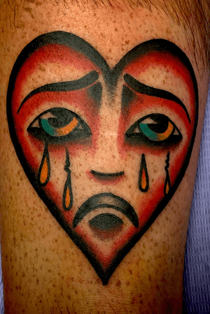 Traditional crying heart for an awesome client of mine.