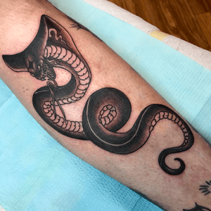 Black and grey cobra, always fun tattooing snakes.