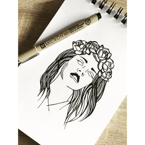 #girl #sketch #flowers 