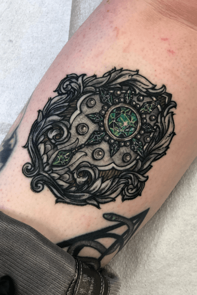 Healed slytherin harry potter plachette gothic ornamental geometric gem tattoo jewel tattoo