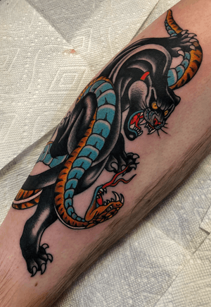 Fun one i got to tattoo #panther #snake 