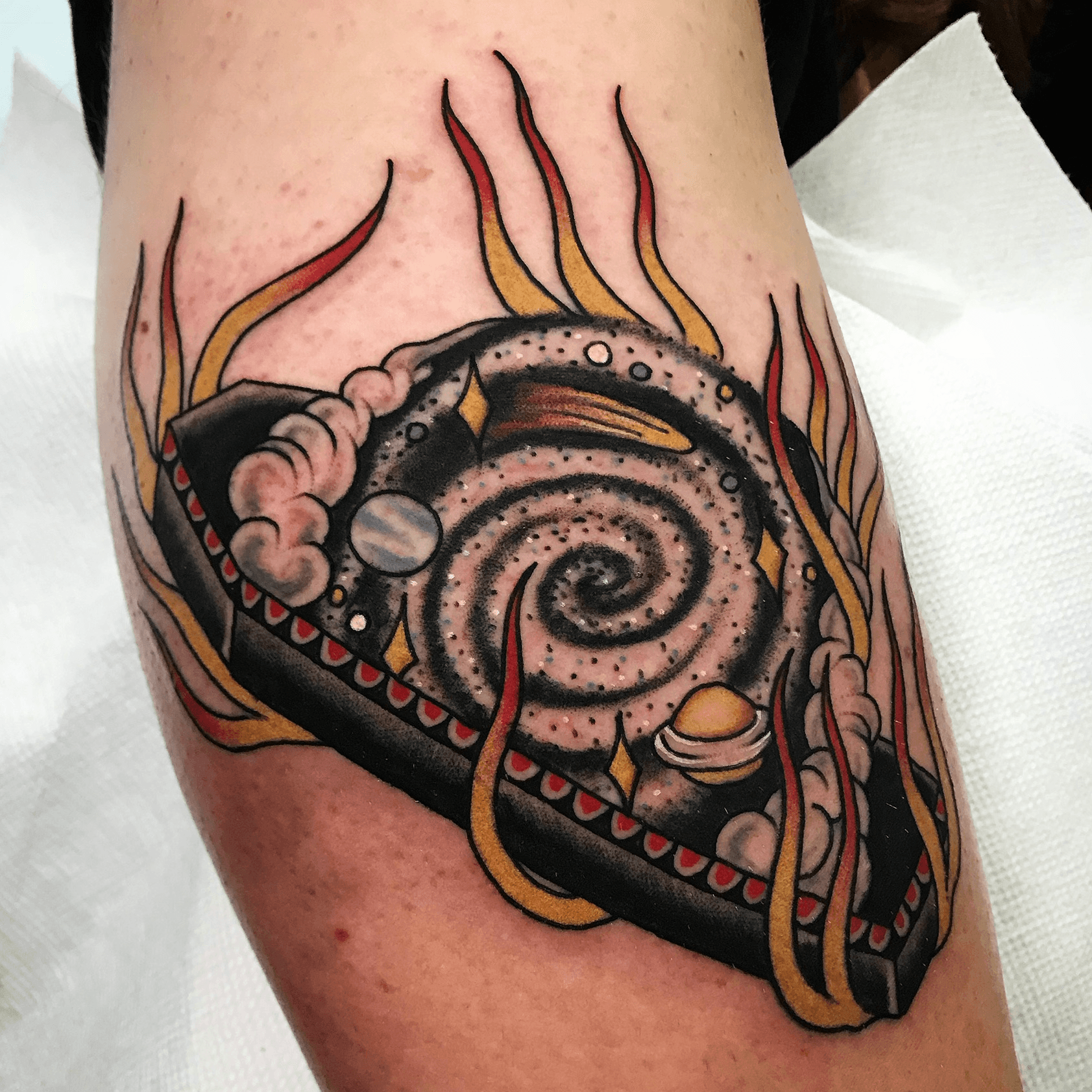 Burning Castle Traditional Tattoo  Tattoo Abyss Montreal