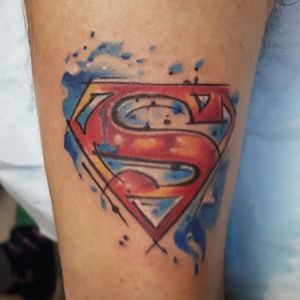 Superman Watercolor Tattoo #superman #supermantattoo #watercolortattoo #coupletattoo #xenotattooink #croatiantattooartist #zagreb #croatia 