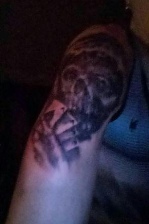 First tat was by my buddy and honestly  it needs hella work but im waiting till i find the right person to finish  it since the guy has pretty much bailed  oon me the last few times ive tried to get ahold of him 
