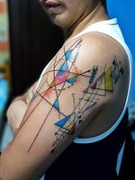 Geometrical tattoo Line works, watercolors