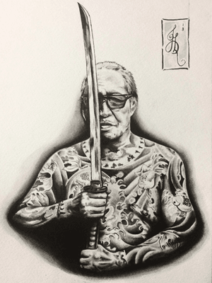 Painting of Sensei Horiyoshi III, im trying to build a collection of paitings of different of tattooers that are without a doubt masters of thier craft and ambassadors to tattooing. 