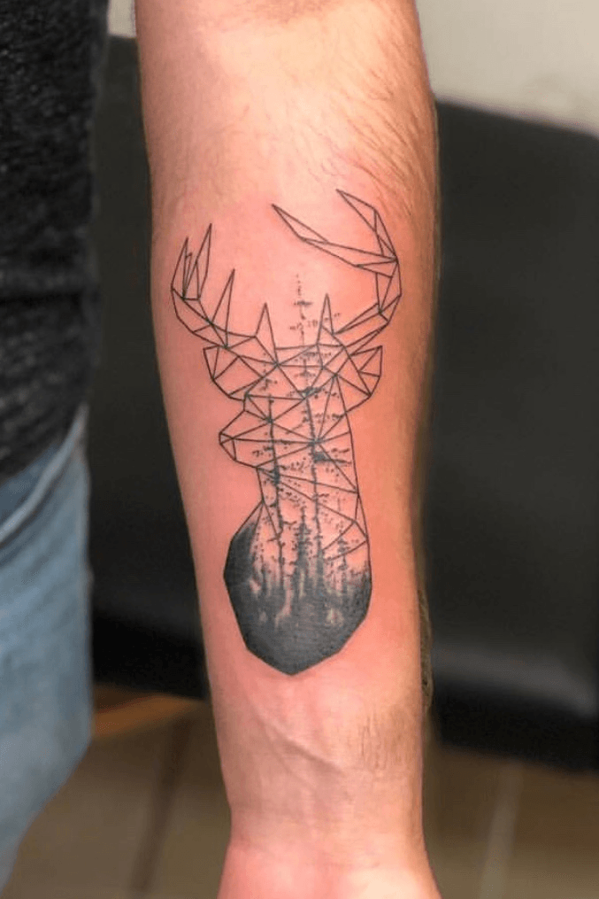 Deer head tattoo or tshirt print design Vector Image