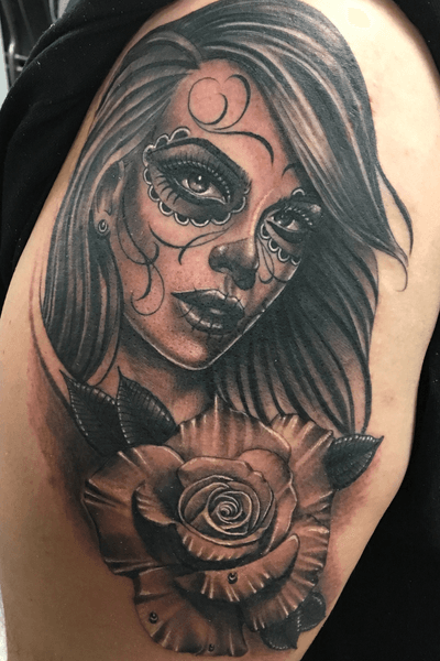 #dayofthedead #chicanostyle #rose #dayofthedeadgirl #blackandgrey 