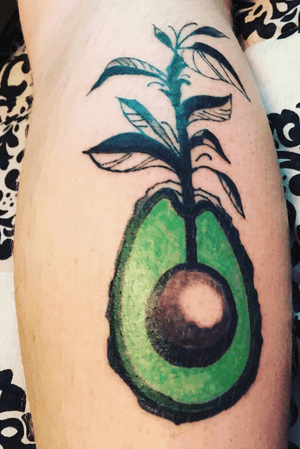 Avocado tattoo for a friend who’s in love with them.