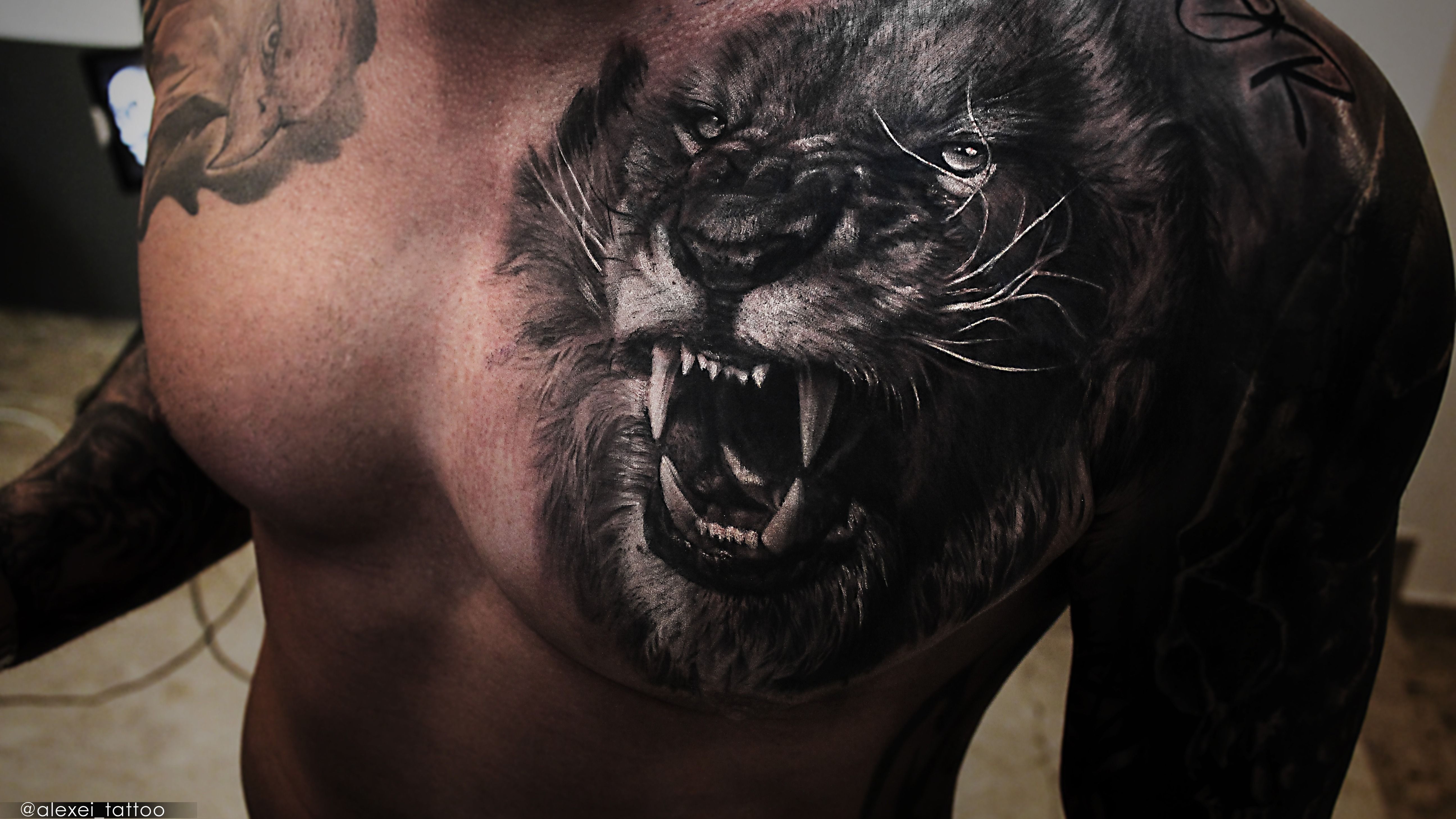 100 Realistic Portrait Lion Chest Tattoo Design png  jpg 2023