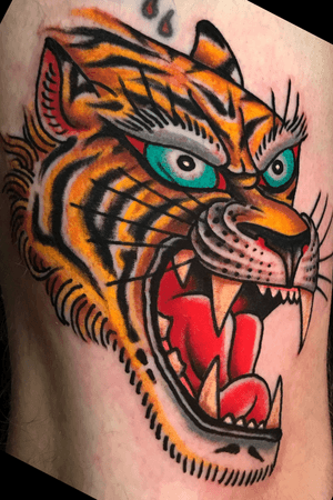 #tigertattoo done at Hot Stuff Tattoo. Asheville, NC