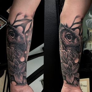 Owl & Lily tattoo