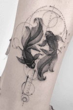 Fish tattoo by Jakub Settgast #singleneedle #slimneedle #yingyang #fineline #bettafish #geometric 