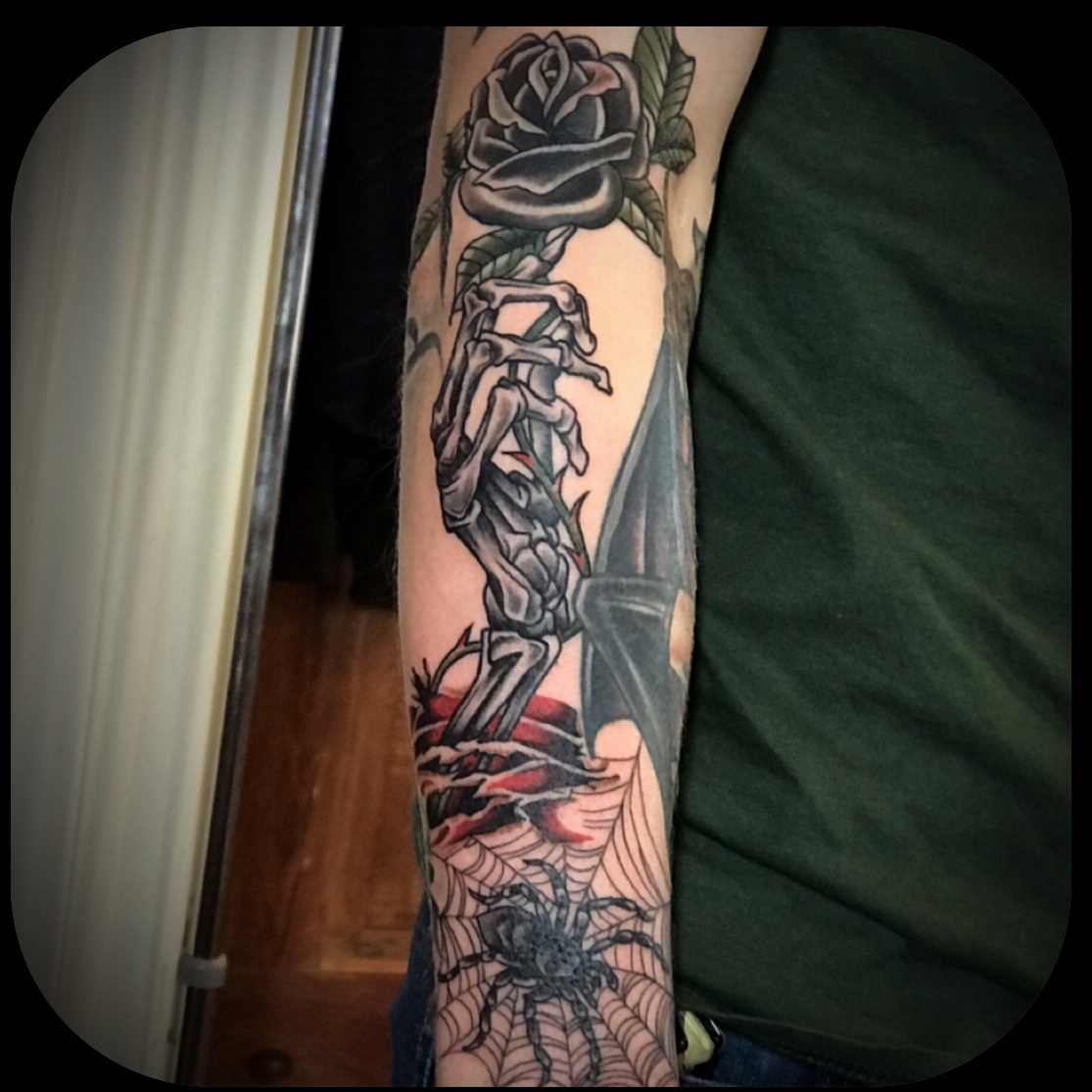 Tattoo uploaded by Javier Franko  Classic Rose and spider tattoo  Tattoodo