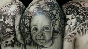 Baby portrait tattoo