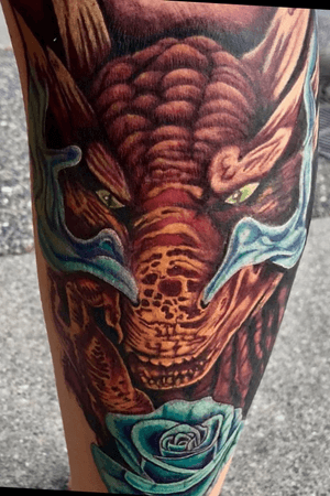 Dragon tattoo #dragon #colourtattoo #fkirons #legtattoo #legsleeve #legendarydeviltattoos 