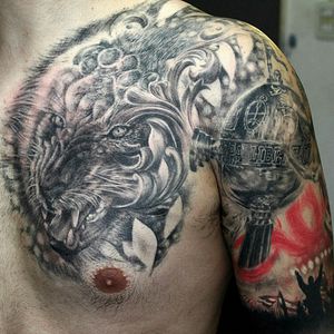 Lion and Copa Libertadores tattoo