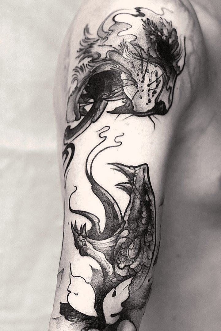 Tattoo uploaded by Christian  Side view of lion statue biting snake   Tattoodo