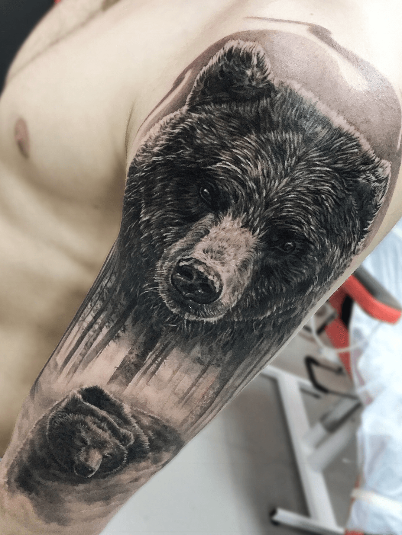 Tyler ATD Tattoos  Bear and forest tattoo by Tyler ATD Ascent