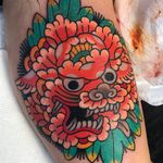 Tattoo by Koji Ichimaru #KojiIchimaru #Japanesetattoo #Irezumi #color #peony #lion #flower #floral