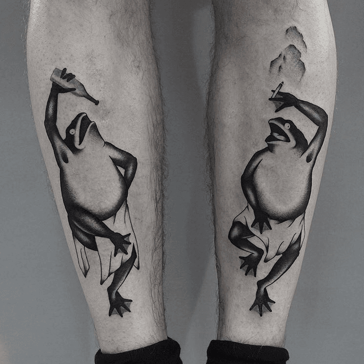 100 Black  White Frog Leaf Tattoo Design png  jpg 2023