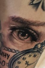 Black and Gray realism tattoo done by @wolftattoos216 #cleveland #blackandgreytattoo #eyetattoo #fusionink 