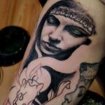 Black and Gray portrait done by Wolf tattoos 216. @wolftattoos216 #blackandgreytattoo #cleveland #portait #portaittattoo #goldwolfirons 