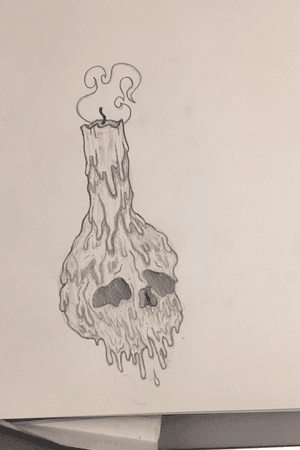 Recent sketch #sketch #drawing #tattoo #skull #candle #smoke 