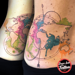 #tattooart #tattooartist #color #watercolor #world #worldmap #linework #worldfamousink #kwadron 