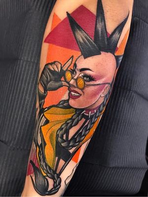 Tattoo by Maria Lavia #MariaLavia #dragqueentattoos #dragqueen #RupaulsDragRace #dragrace #dragshow #rupaul #color #neotraditional #newschool #portrait #sashavelour