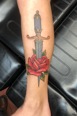 Neo traditional dagger and flower