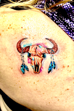 Watercolor bull skull 