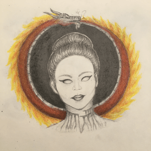 The Masochist #portait#masochist#woman#demon#dragon#fire#geisha#illustration