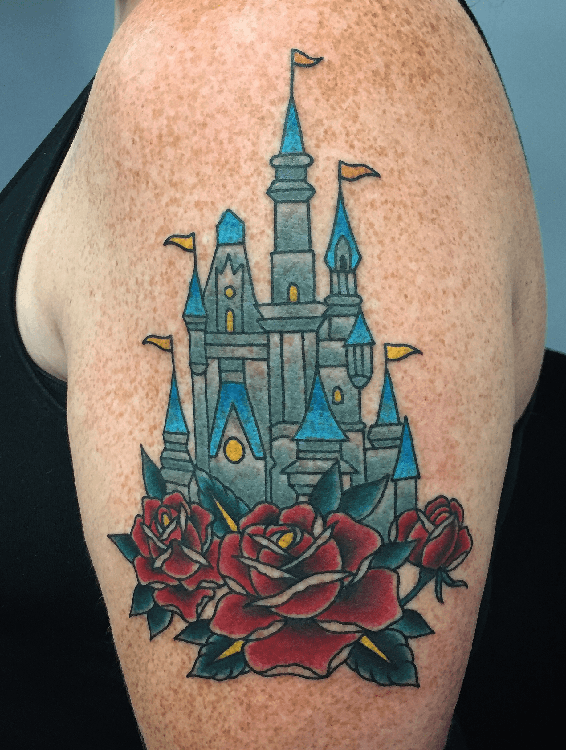 Tattoo tagged with castle small adamsage dotwork black tricep tiny  hand poked little architecture other  inkedappcom